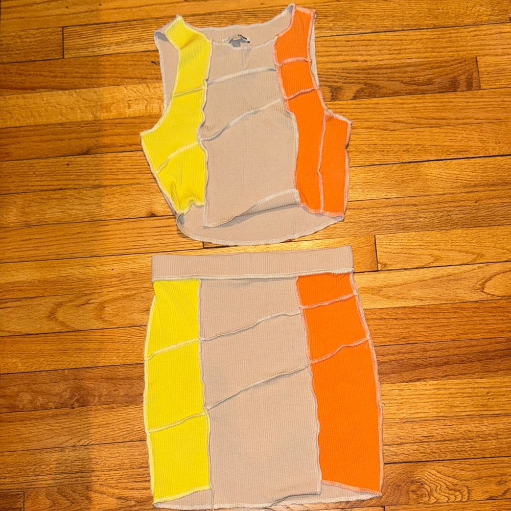 Colorblock 2 piece Tank & Skirt Set
